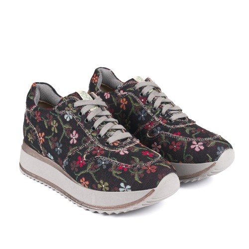Asia Little Flowers Black Vegan Shoes Made in Italy | Risorse Future