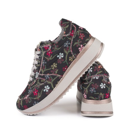 Asia Damensneaker Blümchen Black Schühe Made in Italy | Risorse Future